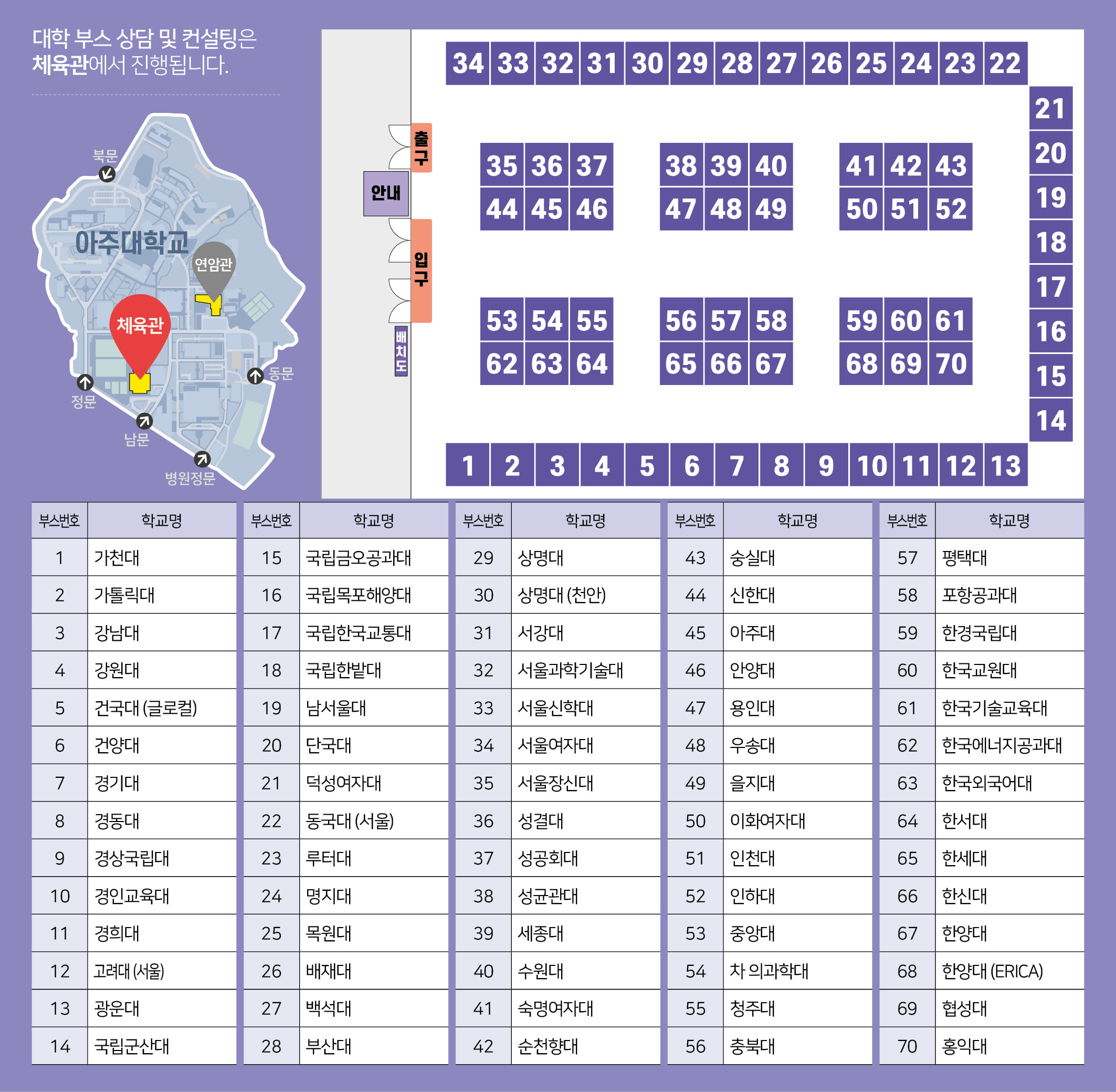대학 부스 배치도